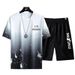 Men's Clothing casual sports suit 2024 summer new style handsome matching shorts Korean version large size loose ice silk short sleeves_mkmklike.com