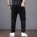 New Jeans Men's Spring And Summer Chinese Style Embroidered Jeans 9 Points Plus Fat Plus Size Tied Feet Denim Nine-point Pants_mkmklike.com