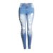 Women's Clothing Ripped Slim Fit Stretch Small Feet Lead Jeans _mkmklike.com