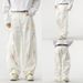 Men's Clothing Heavy Loose Scimitar Design Wide Leg Pants Niche Painted Graffiti Fashion Light Luxury White Denim Pants_mkmklike.com