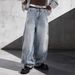 Men's Classic Blue Washed Straight Leg Jeans – Streetwear Essential | Relaxed Fit & Timeless Style_mkmklike.com