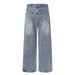 Retro Blue Straight Leg Jeans Trendy American Street Style for Men And Women Slimming Washed Casual Normcore Three Dimensional Long Pants_mkmklike.com