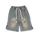 Men's Washed Distressed Denim Shorts Summer Thin Loose American Retro Style Trendy Versatile Five Point Pants_mkmklike.com