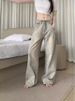 Light-colored Vintage Washed Distressed Straight-leg Jeans Women, New Summer Style, High-waisted, Slimming, Wide-leg,_mkmklike.com