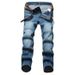 Jeans Men's Straight Slim-fit Large Size Mid-waist Men's Jeans Elastic Simple Business Trousers Men's_mkmklike.com