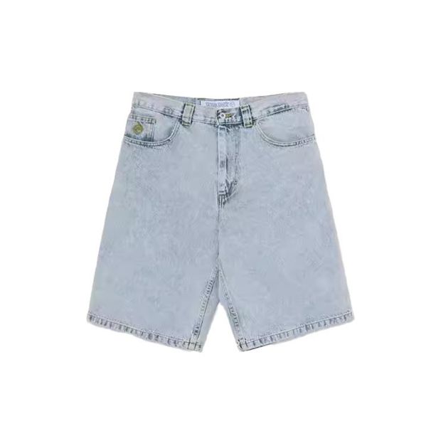 Men's Big Boy Embroidered Skateboard Loose Fit Denim Shorts_mkmklike.com