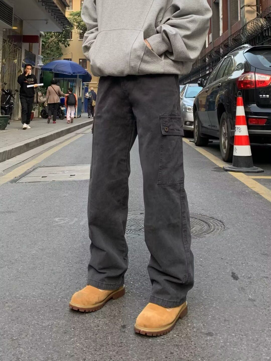 High Street Vintage Washed Denim Pants, Men's Loose Spring And Autumn American Commuting Straight Leg Work Pants_mkmklike.com