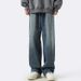 Nordmann Spring And Autumn Men's Jeans American High Street Loose Straight Casual Long Japanese Retro Washed Distressed Wide-Leg_mkmklike.com