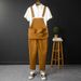 Pure Housekeeper Overalls Coffee American Style Melad Color Series Suspender Straight Men's Work Pants Youth_mkmklike.com