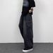 Men's Clothing Trendy Wide Leg Jeans High Street Style Loose Straight Leg Black Workwear Men's And Women's Street Style Pants_mkmklike.com
