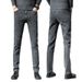 Men's Stretch Jeans Fleece Lined Thick Loose Straight Leg Trousers Winter Style_mkmklike.com