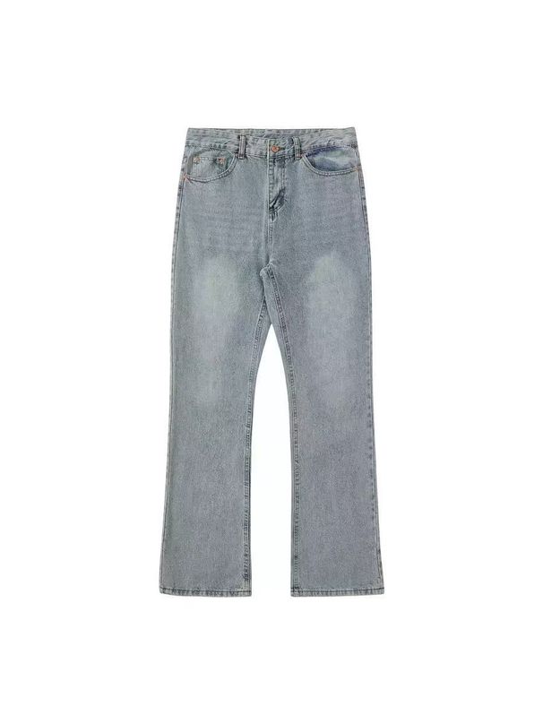 Vintage Washed Distressed Flare Jeans High Waist Relaxed Fit Cotton Denim Pants Multi-Pockets for Men And Women Blue Black Gray_mkmklike.com