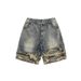 Men's Clothing Men's Trendy Straight Leg Denim Shorts Retro Camouflage Patchwork Frayed Five Point Casual Mid-Length Pants_mkmklike.com