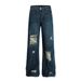Beggar Ripped Patchwork Denim Men Loose Casual Trendy American Style Destroyed Washed Vintage Wide-Leg Pants_mkmklike.com