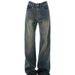 Men's Vintage Washed Jeans – High Street Oversized Wide-Leg Denim Pants With Distressed Details (Blue, S-3xl)_mkmklike.com