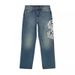 Hip Hop Punk Skull Print Baggy Blue Jeans For Women Y2k Street Wear Casual Straight Wide Leg Pants Hot Selling Denim Trousers_mkmklike.com