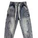 Retro Washed Blue Jeans Men's Spring And Summer Trendy Brand Loose Tied Feet Harlan Pants Ruffian Handsome Breasted Casual Pants_mkmklike.com