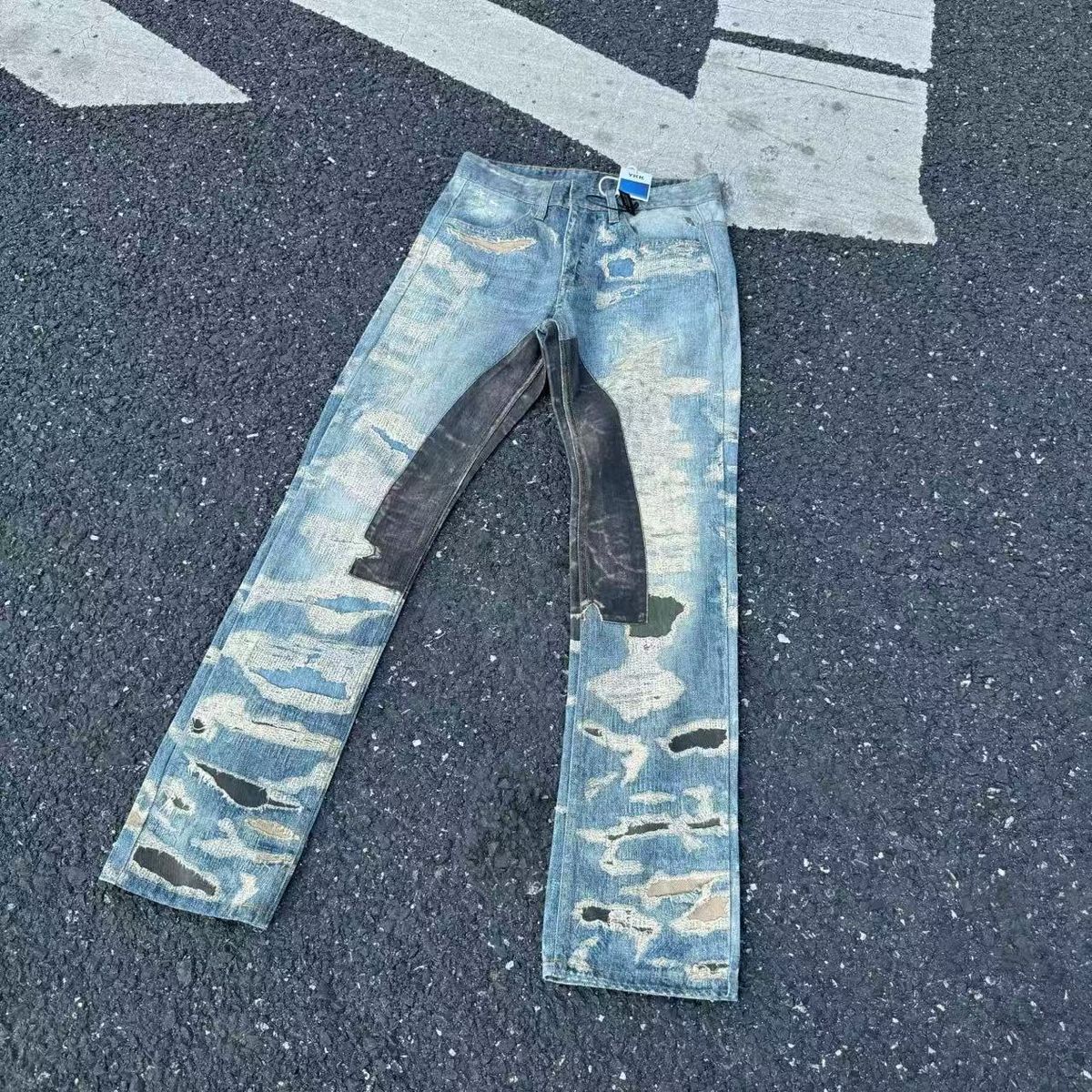 Men's Clothing Printing Heavy Process Washed Straight Jeans_mkmklike.com