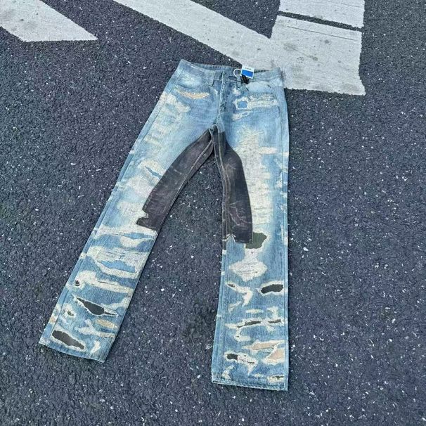 Men's Clothing Printing Heavy Process Washed Straight Jeans_mkmklike.com