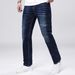 Men's Stretch Dark Blue Skinny Jeans Slim Fit Multiple Construction Techniques For Flattering Look_mkmklike.com