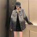 Chicco Warm Black Denim Patchwork Furry Coat For Women Winter New Loose Thickened Padded Cotton Jacket_mkmklike.com