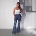 Women's Clothing Women's Slim Fit Distressed Cargo Jeans Lace Up Details High Street Style Spring Flattering Slightly Flared Denim_mkmklike.com