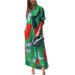 Women's Clothing Fashion Casual Printing Loose Split Long Shirt Shirt Dress_mkmklike.com