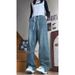 Early Autumn Fashion Retro Jeans For Men And Women High Street Trend Washed Bamboo Pattern Loose Versatile Wide-Leg_mkmklike.com