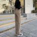 Khaki High-Waisted Straight-Leg Jeans For Women, Spring New Loose Slimming Cigarette Pants, Autumn Wear_mkmklike.com