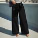Women's Black Wide Leg Jeans Fashionable Design Casual Style Perfect For Autumn Available_mkmklike.com
