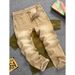 Men's Streetwear Straight-Leg Cargo Pants - Relaxed Fit Washed Cotton Blend Khaki Pants For Casual & Urban Style_mkmklike.com