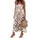 women's fashion temperament printed cardigan V-neck slit mid-length dress_mkmklike.com