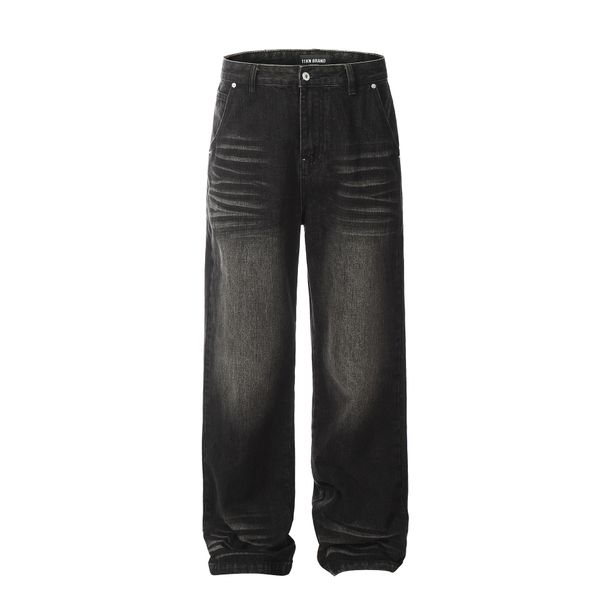 Men's Clothing Washed Retro Straight Old Loose Ins Wide Leg Pants Trendy Jeans_mkmklike.com