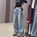 Women's Vintage Star-Embossed Flare Jeans – High-Waisted Wide-Leg Denim Pants With Rhinestone Detailing (Blue, Sizes S-XL)_mkmklike.com