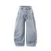 Streetwear Baggy Jeans For Men - Vintage Washed Denim Pants With Unique Scythe Cut, Loose Fit, Comfortable & Stylish For Urban Fashion_mkmklike.com