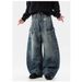 Vintage Washed Denim Jeans For Men & Women - Relaxed Fit, Straight Leg, High Waist, Comfortable Cotton Casual Pants_mkmklike.com
