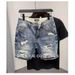 Summer Men's Fashion Straight Loose Denim Shorts Korean Fashion Streetwear Blue Slim Jeans Shorts Mens Crop Pants_mkmklike.com