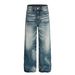Men's Vintage Washed Blue Straight Leg Jeans With Cat Whisker Design - Classic Streetwear Style For Casual Outfits_mkmklike.com