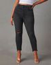 Women's Fashion High-waisted Small Feet Washed Ripped Jeans_mkmklike.com