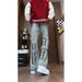 Black Gray Straight Leg Workwear Jeans For Men, Autumn New Zipper Design, American Style, Vibe Curved Knife Slightly_mkmklike.com