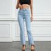 Vintage Washed High-Rise Flared Jeans Stretch Denim Pants For Women ( 80% Cotton, Retro 70s Style, Comfortable Mid Waist, Distressed Hem)_mkmklike.com