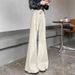 off White Wide Leg Flared Jeans Loose Fit plus Size Pear Shaped Comfortable Not Clingy Women's Denim Pants_mkmklike.com
