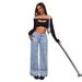 Wide Leg Jeans For Women Style With Small Bow And Small Bow_mkmklike.com