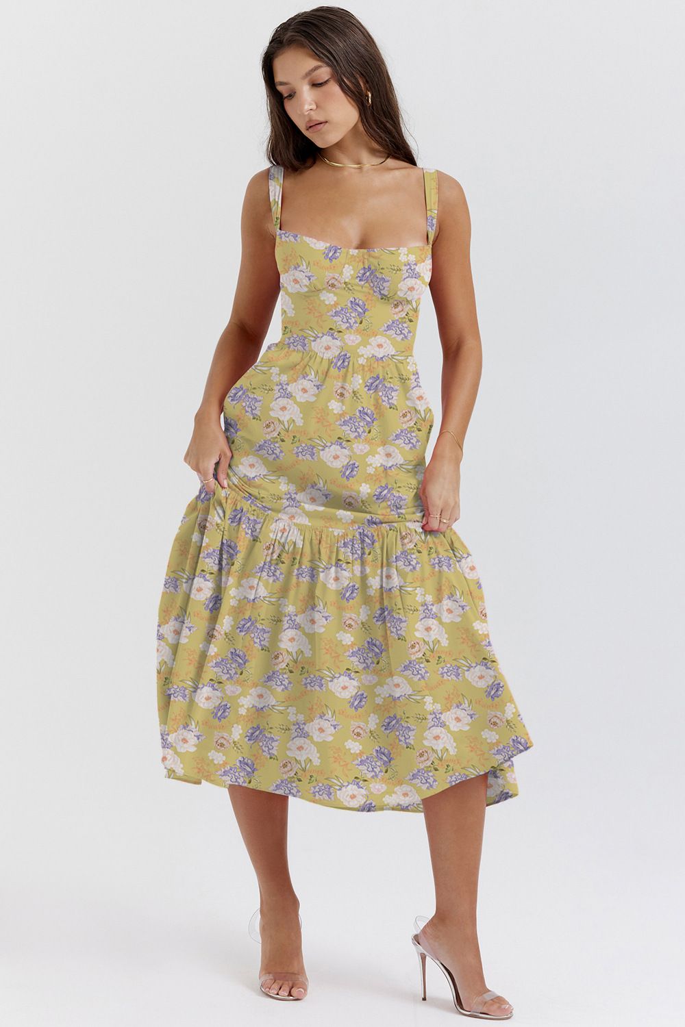 Women's Clothing Sweet and Spicy Style Suspender Solid Color/Printed Backless Waist Slimming Dress_mkmklike.com