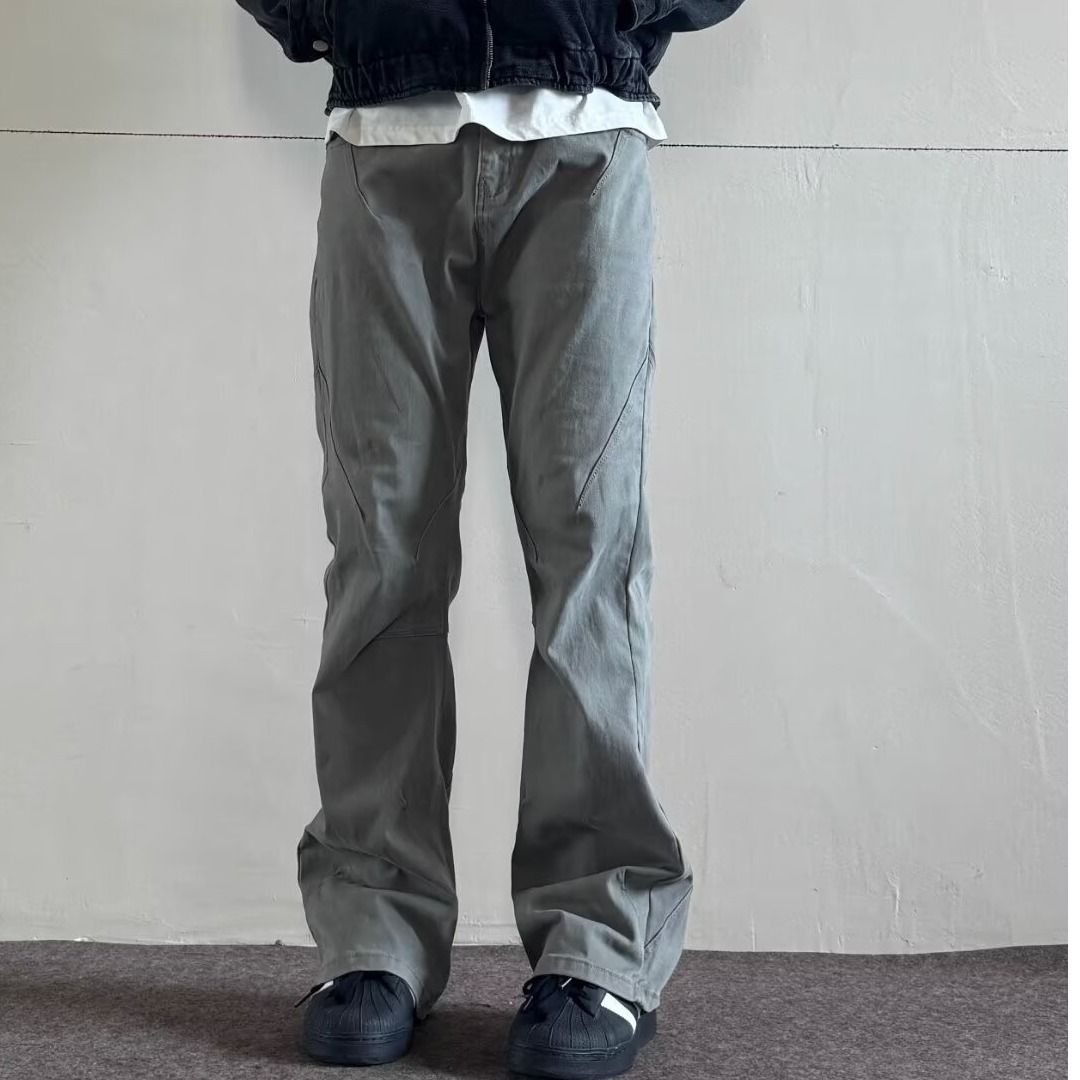 Men's Clothing Retro High Street Slim Fit Flared Gray Pants Brand Cool Street Jeans Men's Spring And Autumn New_mkmklike.com