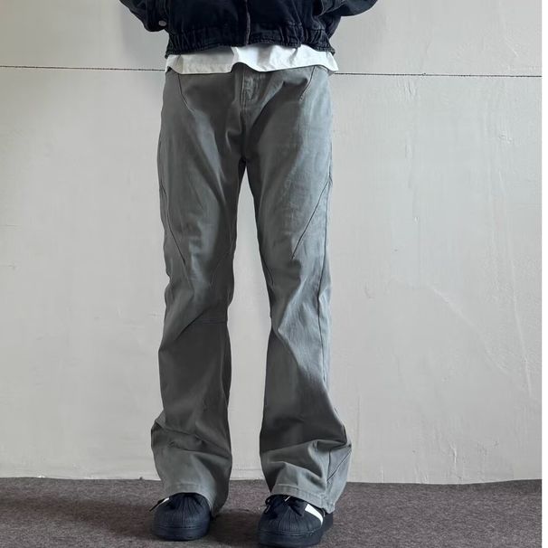 Men's Clothing Retro High Street Slim Fit Flared Gray Pants Brand Cool Street Jeans Men's Spring And Autumn New_mkmklike.com