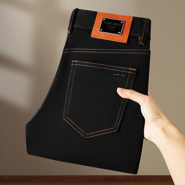 Men's Clothing Original jeans men's black new autumn and winter brand casual slim elastic high end goods long pants_mkmklike.com