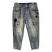Men's Vintage Distressed Embroidered Patchwork Denim Jeans - Relaxed Fit Straight Leg Casual Pants For Spring_mkmklike.com