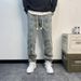 Men's Loose Fitting Casual Versatile Straight Leg Jeans Stretchy And Draping Stylish Trendy Halloween Clearance Sale_mkmklike.com