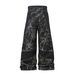 Men's Clothing Jiayiku Men's Autumn New American High Street RO Style Deconstruction Functional Style Tie Dye Jeans Wide Leg Pants_mkmklike.com